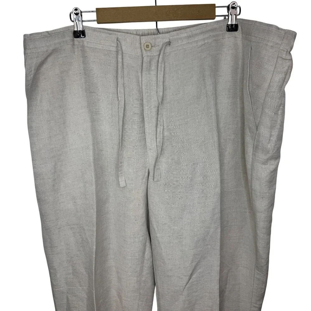 Cubavera Natural Oatmeal Linen Blend Drawstring waist Lounge Pants Men's 2XL